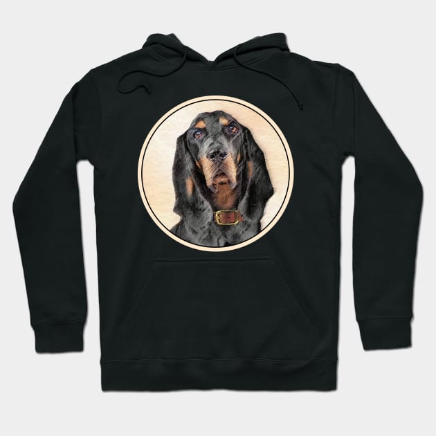 Black & Tan Coonhound Painting - Original Dog Art Hoodie by Alpen Designs